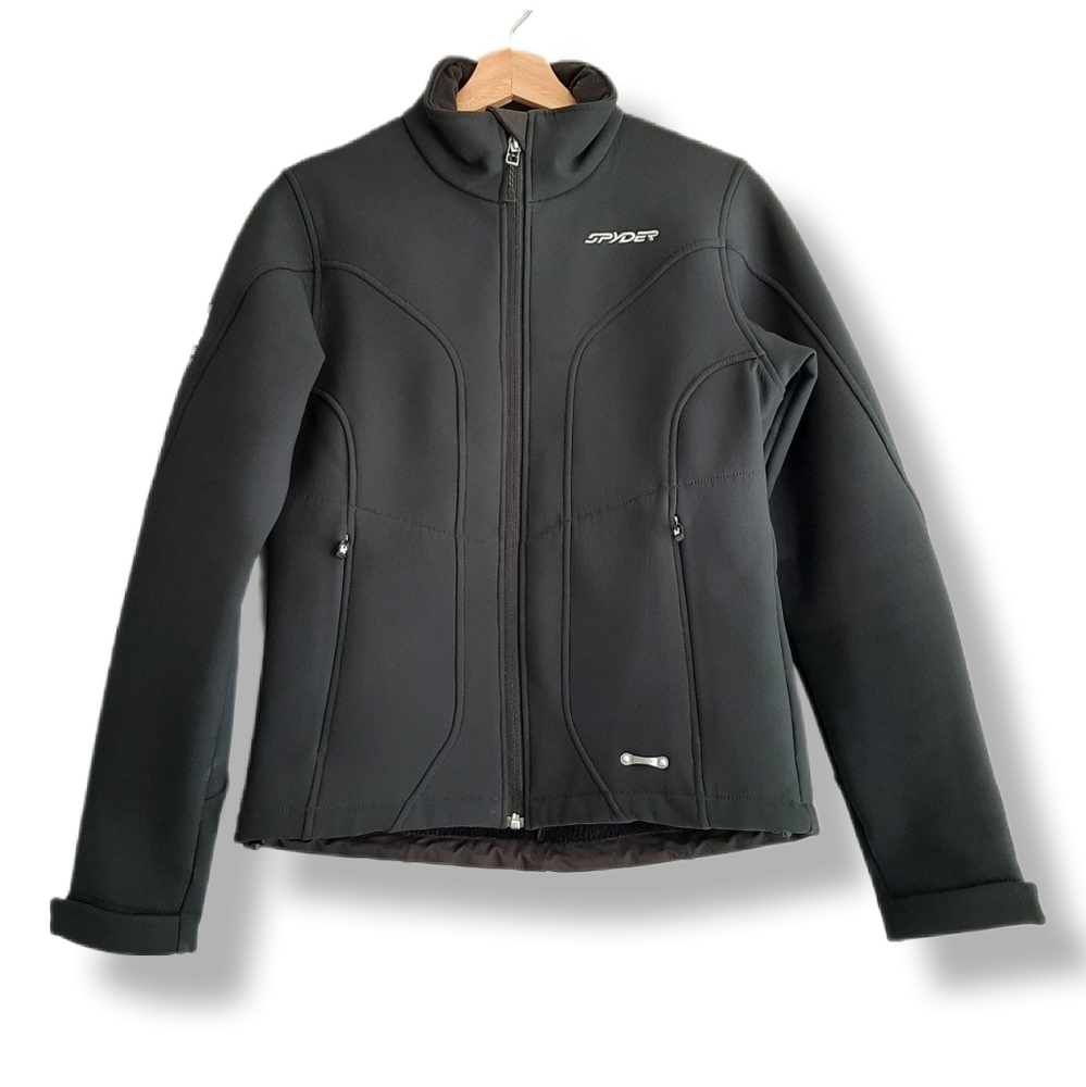 🍒 SPYDER Fleece Lined Full-Zip Jacket Black Women's Sz 4